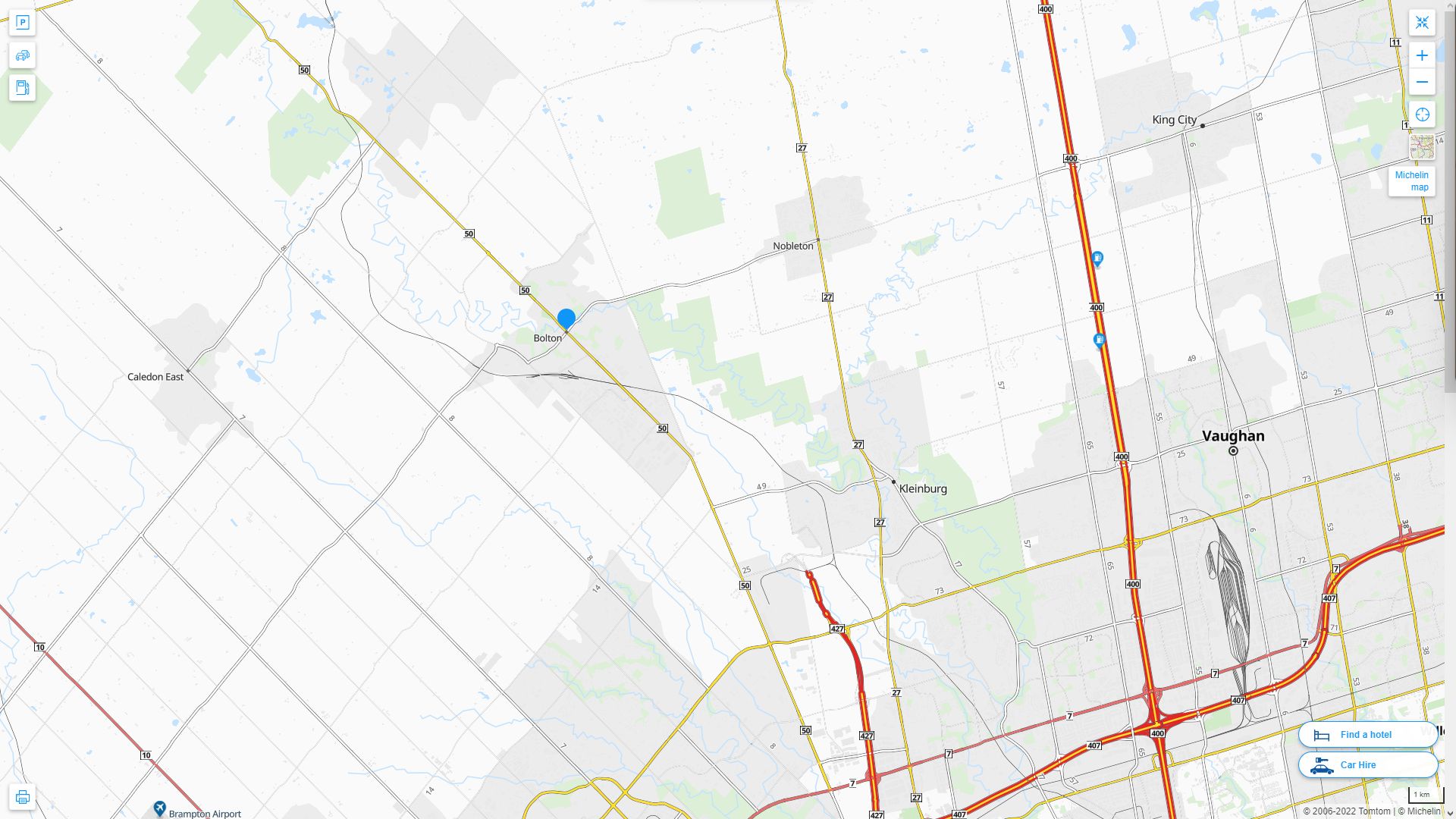 Bolton Canada Autoroute et carte routiere